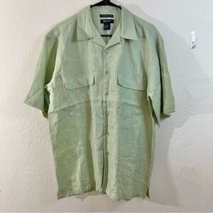 Bruno Men's Light Green Washable Linen Shirt Size Large Pockets Casual Vacay